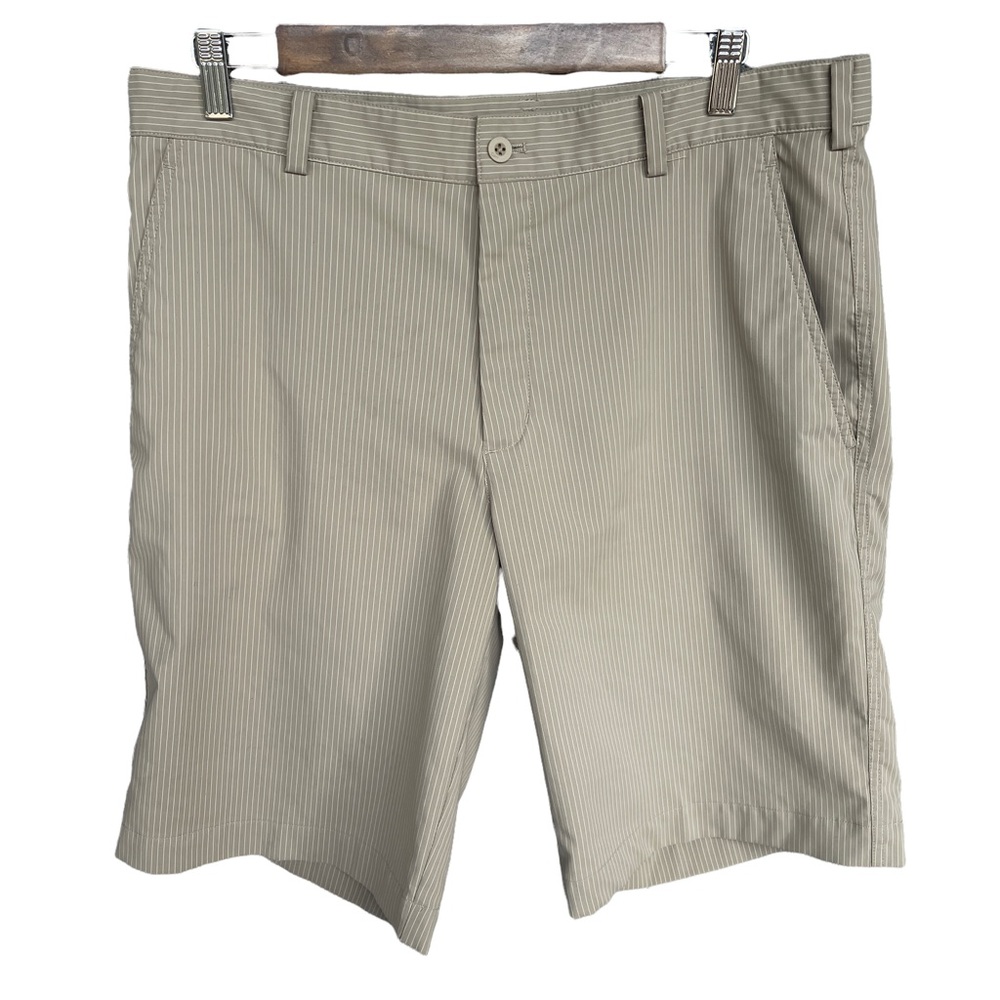 Nike Golf Tan & White Pinstripe Flt Front Golf Shorts Men's Size 34